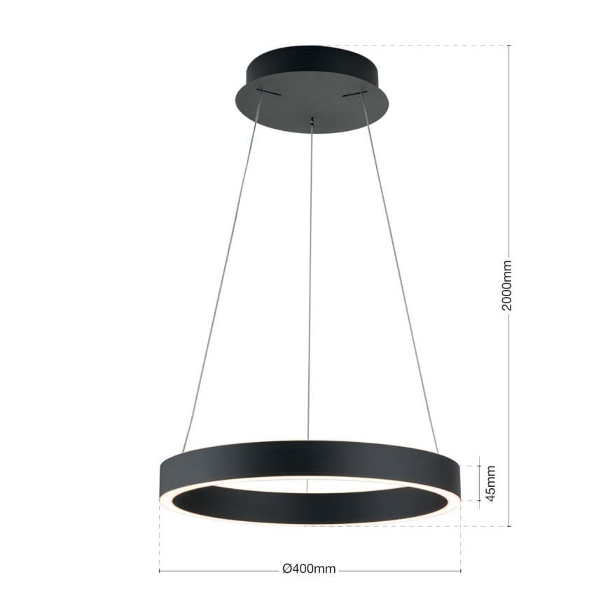ściemnialna lampa LED wisząca na lince KOLK LED/40W/230V 2700/3000/4000K śr. 40 cm czarna