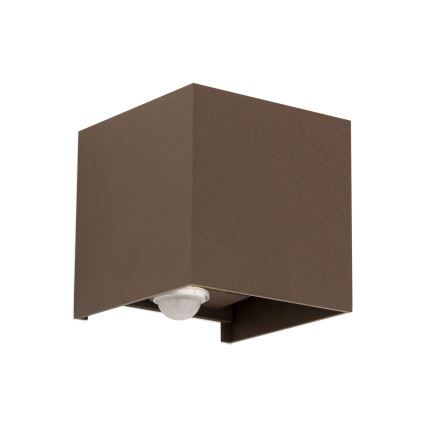 Zewnętrzny kinkiet z czujnikiem ruchu i zmierzchu CUBE-S LED/13W/230V IP54 brązowy