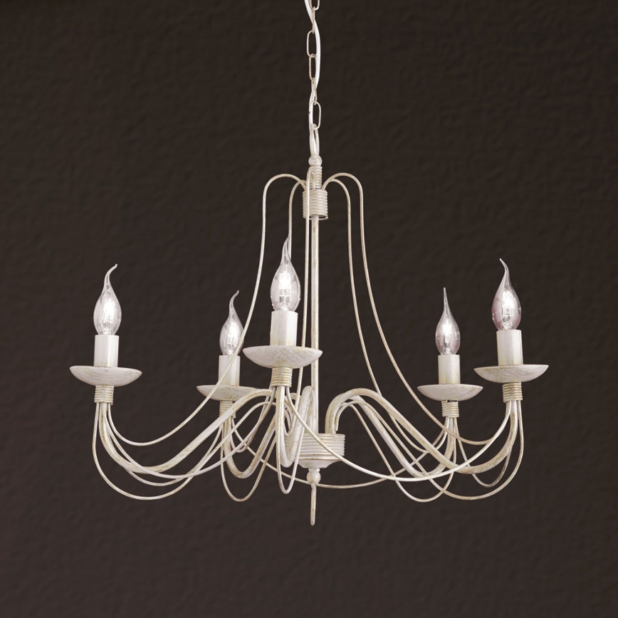 Żyrandol na łańcuchu VELA 5xE14/40W/230V śr. 60 cm biały/złoty/patyna