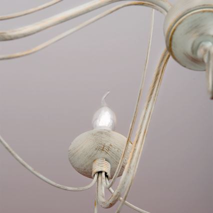 Żyrandol na łańcuchu VELA 5xE14/40W/230V śr. 60 cm biały/złoty/patyna