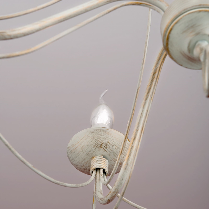 Żyrandol na łańcuchu VELA 5xE14/40W/230V śr. 60 cm biały/złoty/patyna
