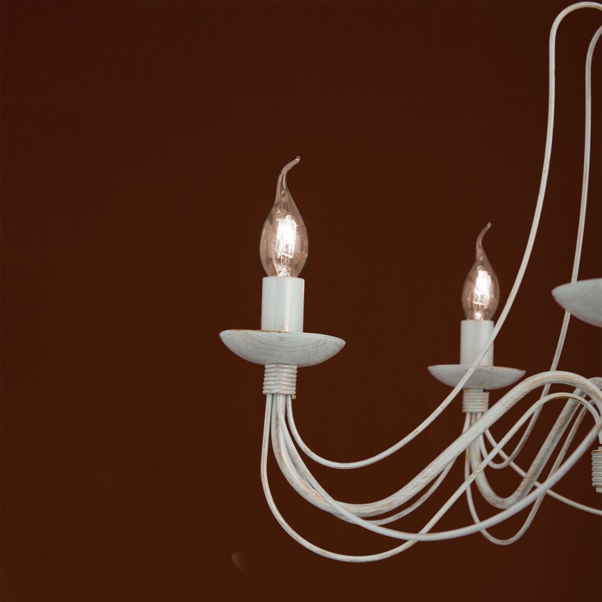 Żyrandol na łańcuchu VELA 5xE14/40W/230V śr. 60 cm biały/złoty/patyna