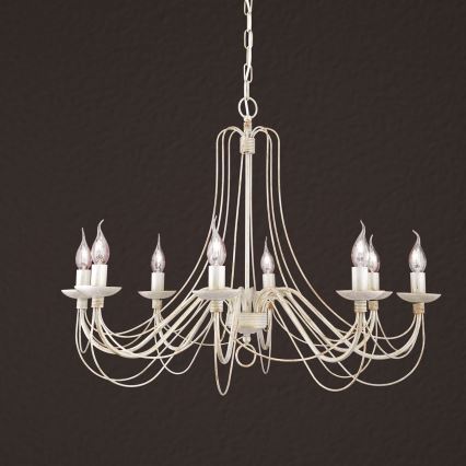 Żyrandol na łańcuchu VELA 8xE14/40W/230V śr. 80 cm biały/złoty/patyna