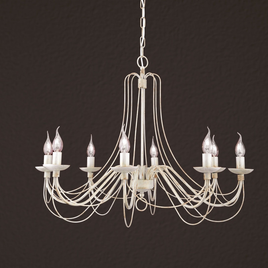Żyrandol na łańcuchu VELA 8xE14/40W/230V śr. 80 cm biały/złoty/patyna