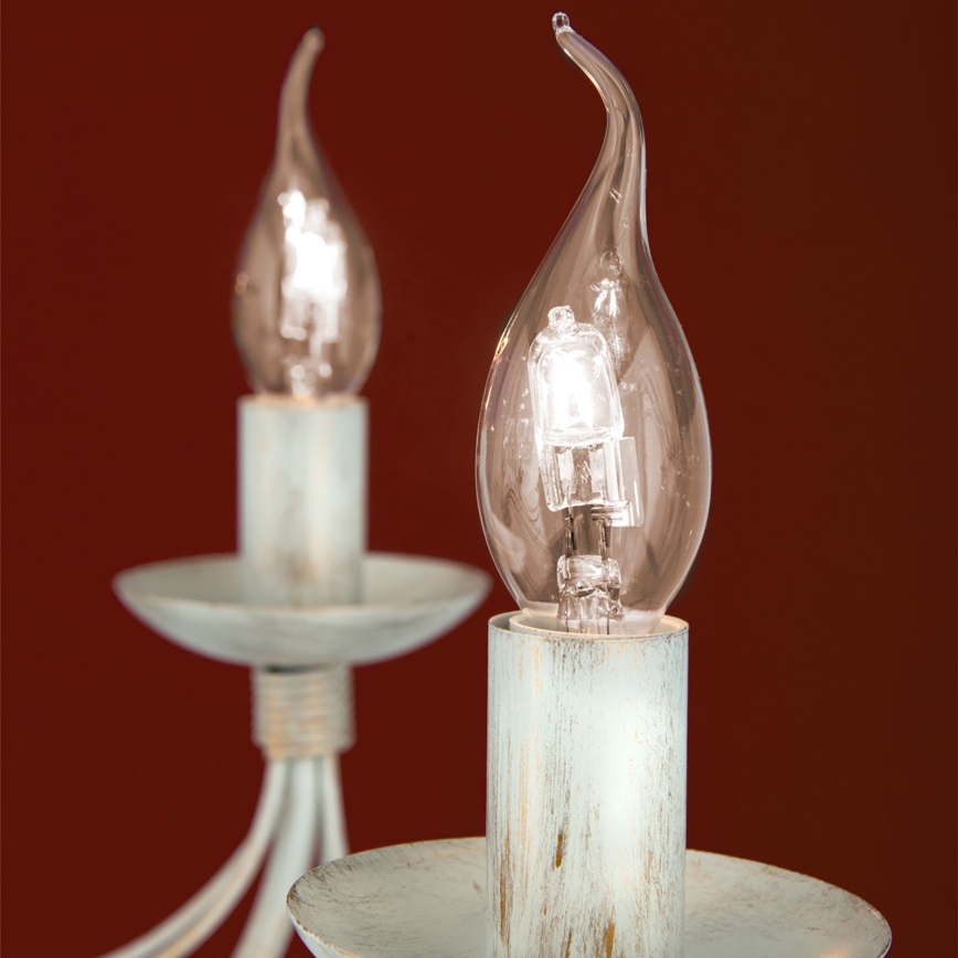 Żyrandol na łańcuchu VELA 8xE14/40W/230V śr. 80 cm biały/złoty/patyna