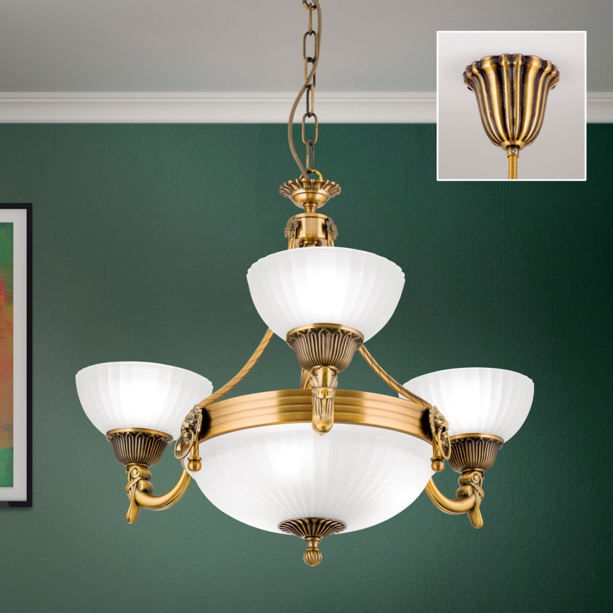 Żyrandol na łańcuchu ROCCA 6xE27/60W/230V śr. 64 cm brąz/biały