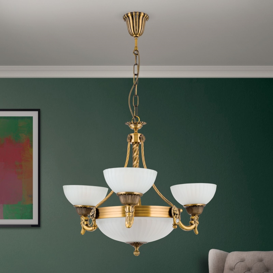 Żyrandol na łańcuchu ROCCA 6xE27/60W/230V śr. 64 cm brąz/biały