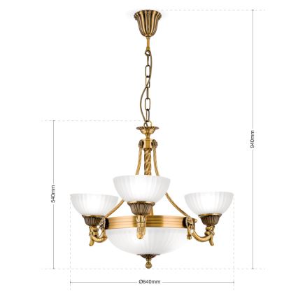 Żyrandol na łańcuchu ROCCA 6xE27/60W/230V śr. 64 cm brąz/biały