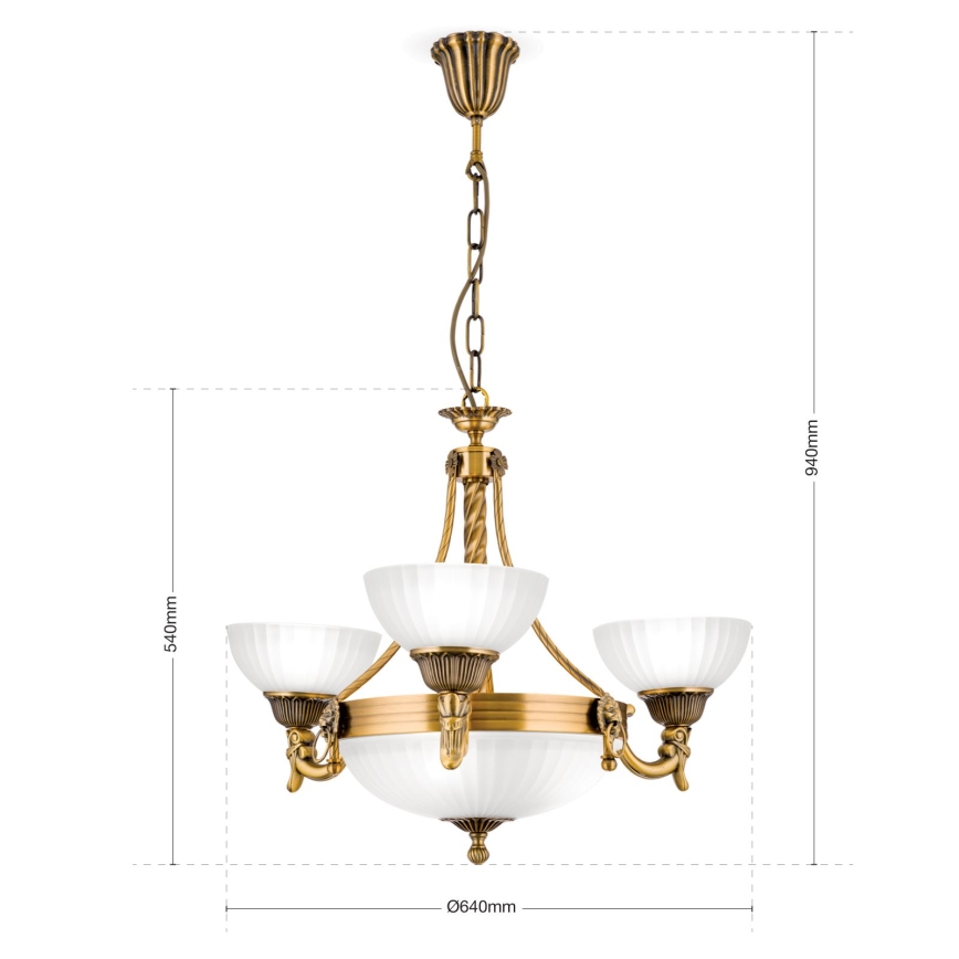 Żyrandol na łańcuchu ROCCA 6xE27/60W/230V śr. 64 cm brąz/biały