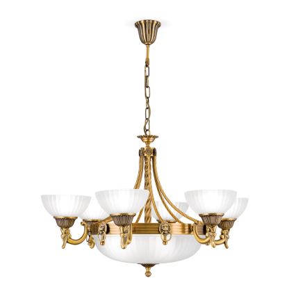 Żyrandol na łańcuchu ROCCA 9xE27/60W/230V śr. 75 cm brąz/biały