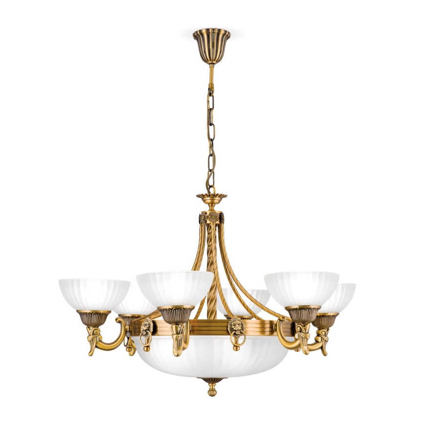 Żyrandol na łańcuchu ROCCA 9xE27/60W/230V śr. 75 cm brąz/biały