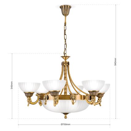 Żyrandol na łańcuchu ROCCA 9xE27/60W/230V śr. 75 cm brąz/biały