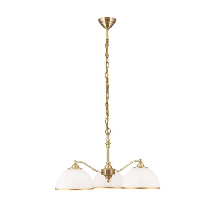 Żyrandol na łańcuchu OLD LAMP 3xE27/40W/230V śr. 65 cm biały/mosiądz