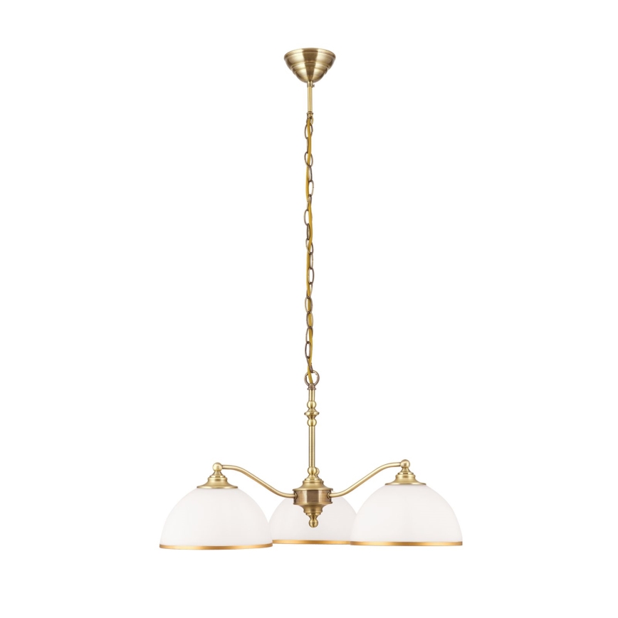 Żyrandol na łańcuchu OLD LAMP 3xE27/40W/230V śr. 65 cm biały/mosiądz