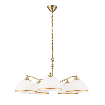 Żyrandol na łańcuchu OLD LAMP 5xE27/40W/230V śr. 75 cm biały/mosiądz