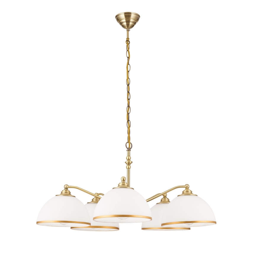 Żyrandol na łańcuchu OLD LAMP 5xE27/40W/230V śr. 75 cm biały/mosiądz
