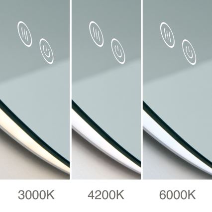 LED łazienkowe lustro ścienne z podświetleniem i ogrzewaniem FOCUS LED/27W/230V 3000/4200/6000K śr. 80 cm IP44