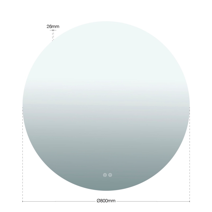 LED łazienkowe lustro ścienne z podświetleniem i ogrzewaniem FOCUS LED/27W/230V 3000/4200/6000K śr. 80 cm IP44
