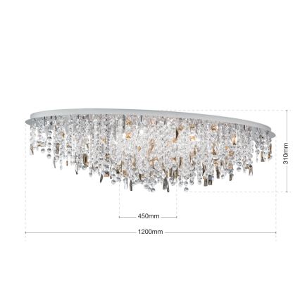 Plafon kryształowy CRYSTALRIVER 21xG9/40W/230V chrom błyszczący
