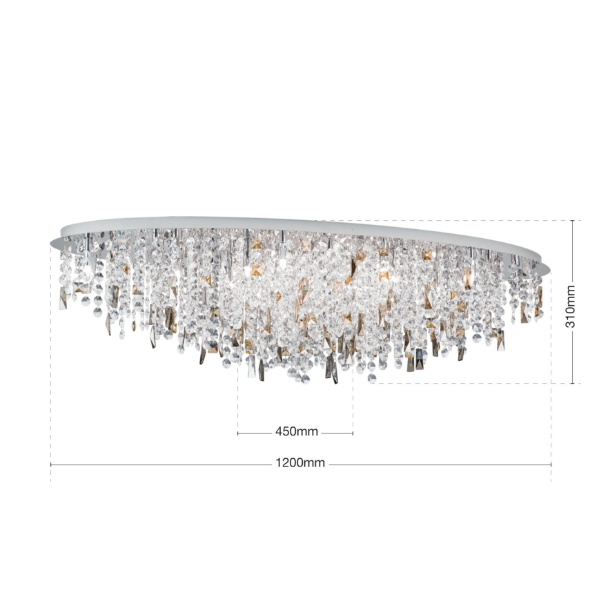 Plafon kryształowy CRYSTALRIVER 21xG9/40W/230V chrom błyszczący