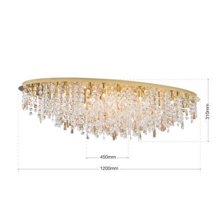 Plafon kryształowy CRYSTALRIVER 21xG9/40W/230V złoty