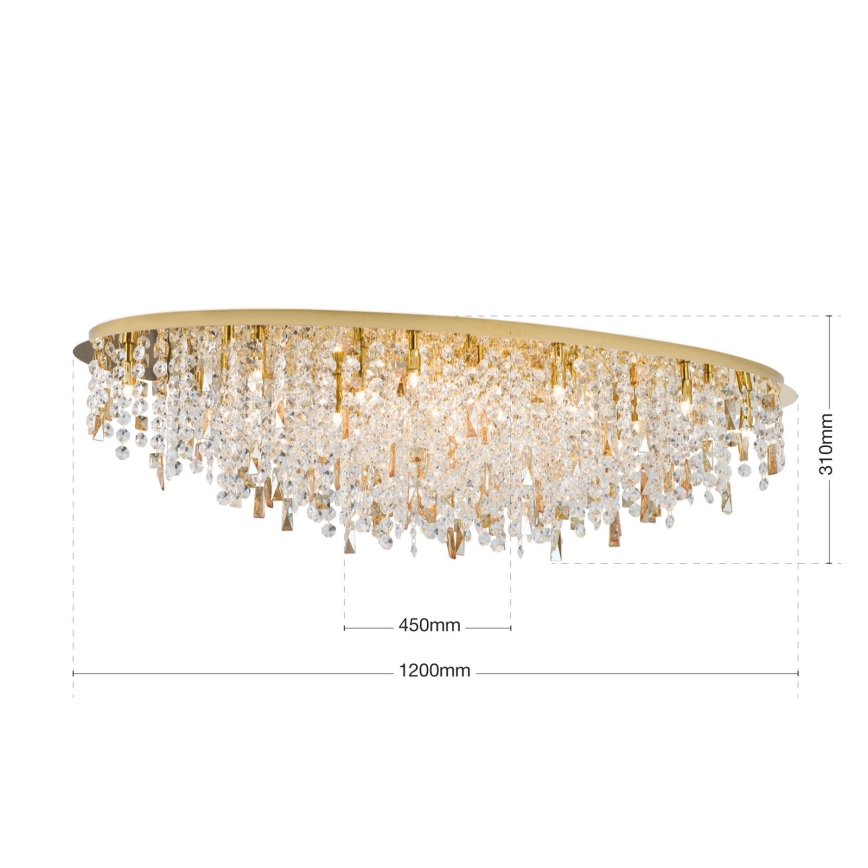 Plafon kryształowy CRYSTALRIVER 21xG9/40W/230V złoty
