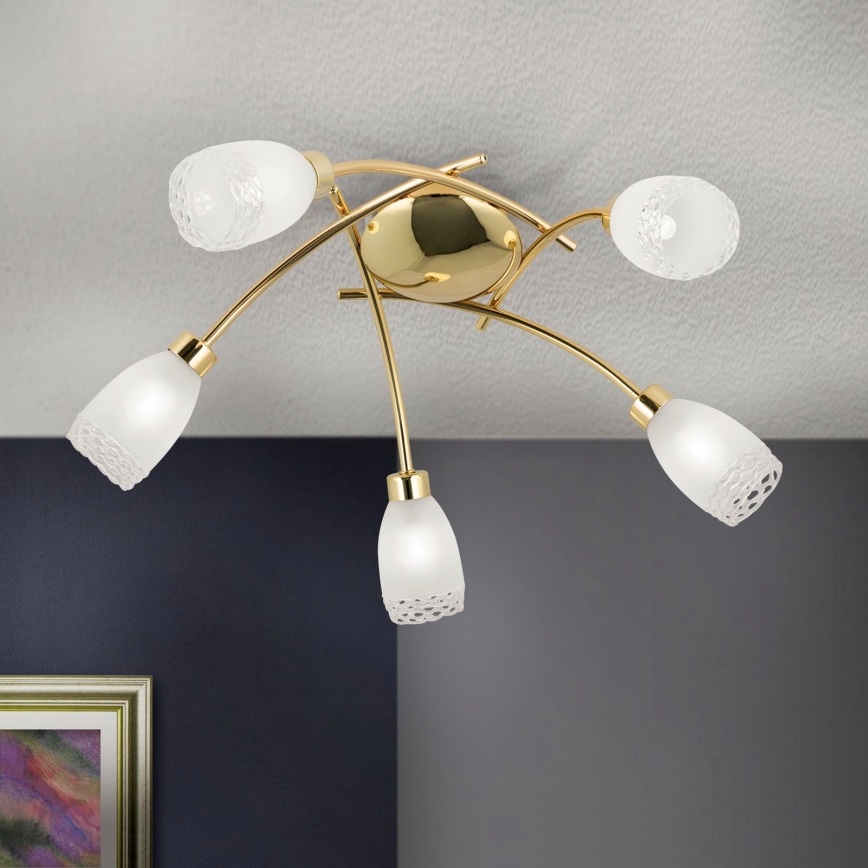 Przysufitowy żyrandol CARLA 5xG9/28W/230V złoty