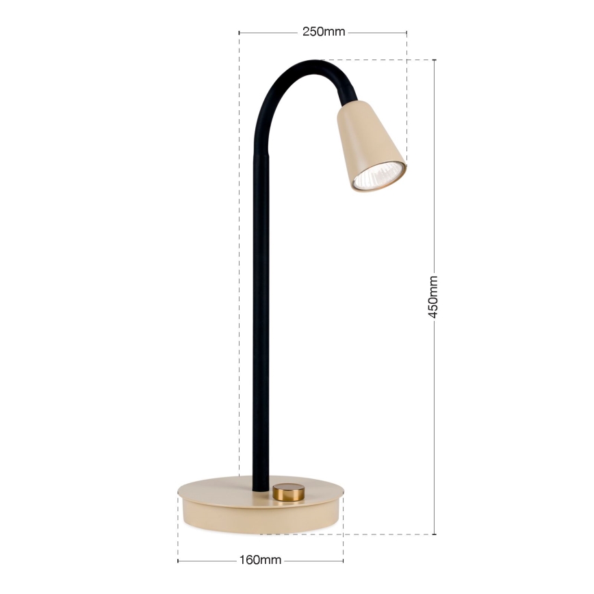 Ściemnialna giętka lampka biurkowa DOTTY 1xGU10/10W/230V beżowa/czarna