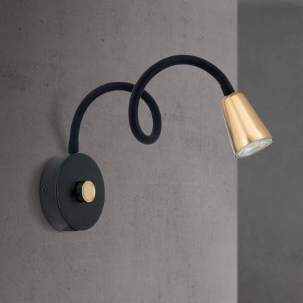 Ściemnialna elastyczna lampka ścienna DOTTY 1xGU10/10W/230V czarna/mosiądz