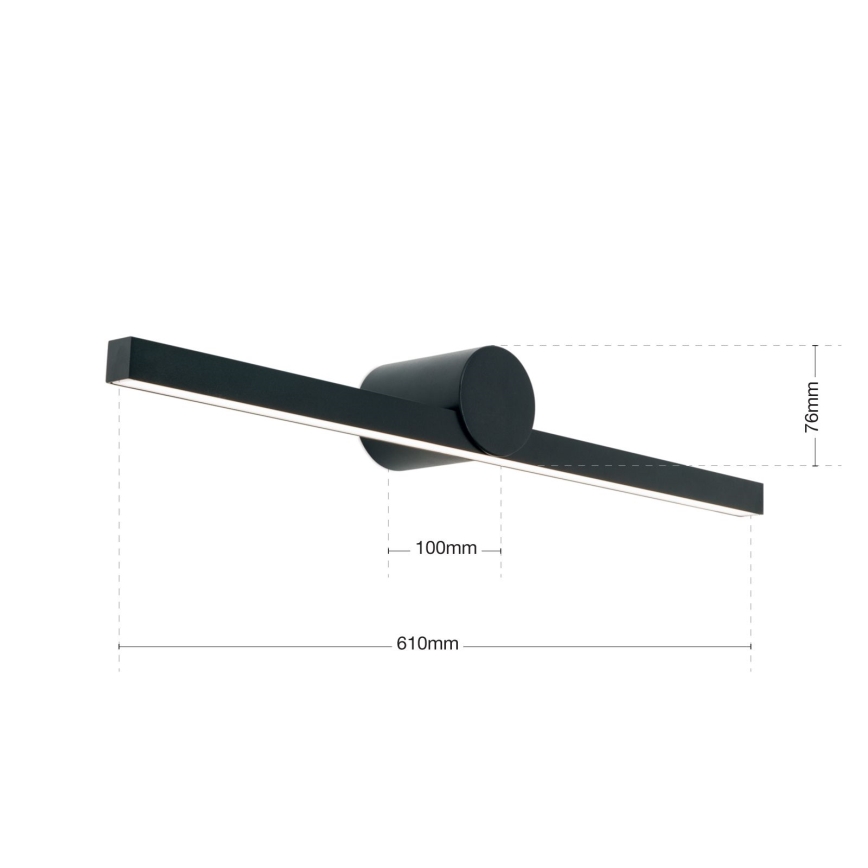 LED Łazienkowe oświetlenie lustra BEAUTY LED/12W/230V 61 cm IP54 czarny