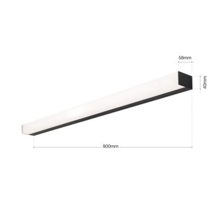 LED Łazienkowe oświetlenie lustra HORIZON LED/18W/230V 3000/4000K 90 cm IP44 czarne