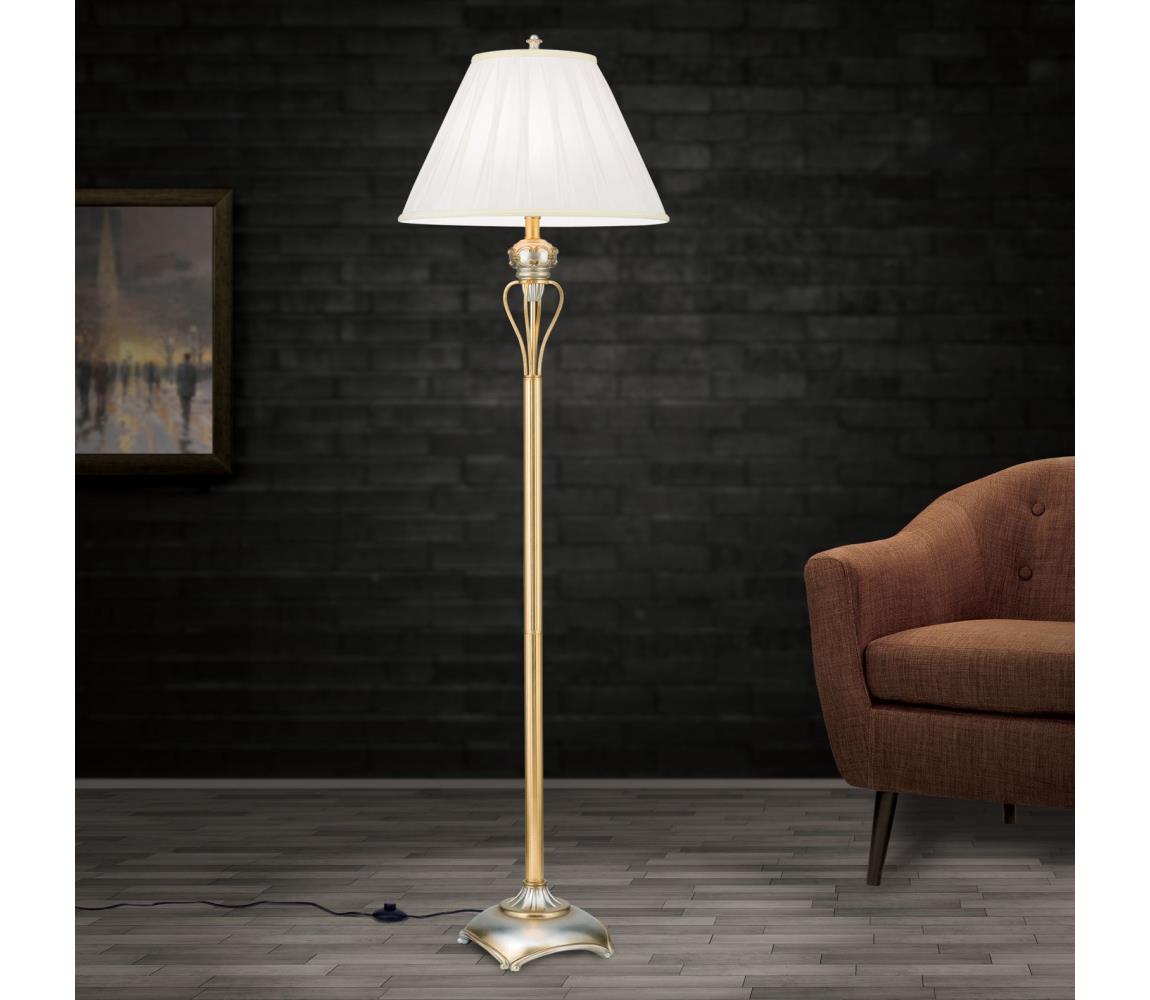 Orion Stl 12-1097/1 - Lampa podłogowa TIZIA 1xE27/60W/230V biały/złoty/patyna