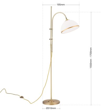 Lampa podłogowa OLD LAMP 1xE27/40W/230V biały/mosiądz