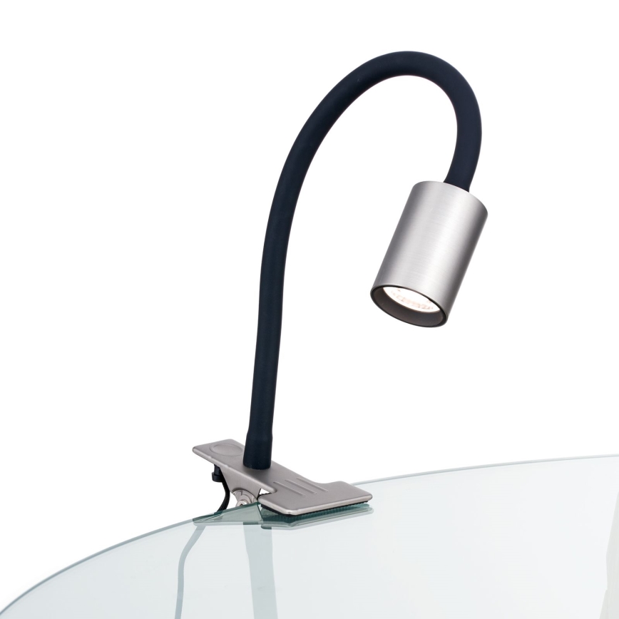 LED Elastyczna lampa stołowa z klipsem KURT LED/5W/230V srebrna