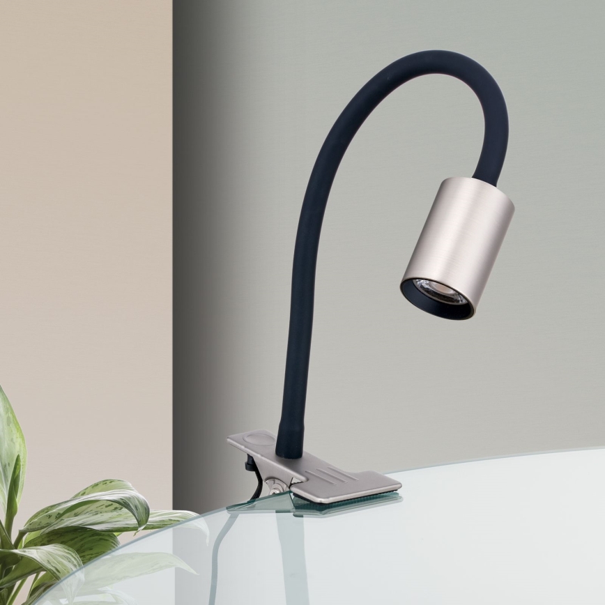 LED Elastyczna lampa stołowa z klipsem KURT LED/5W/230V srebrna