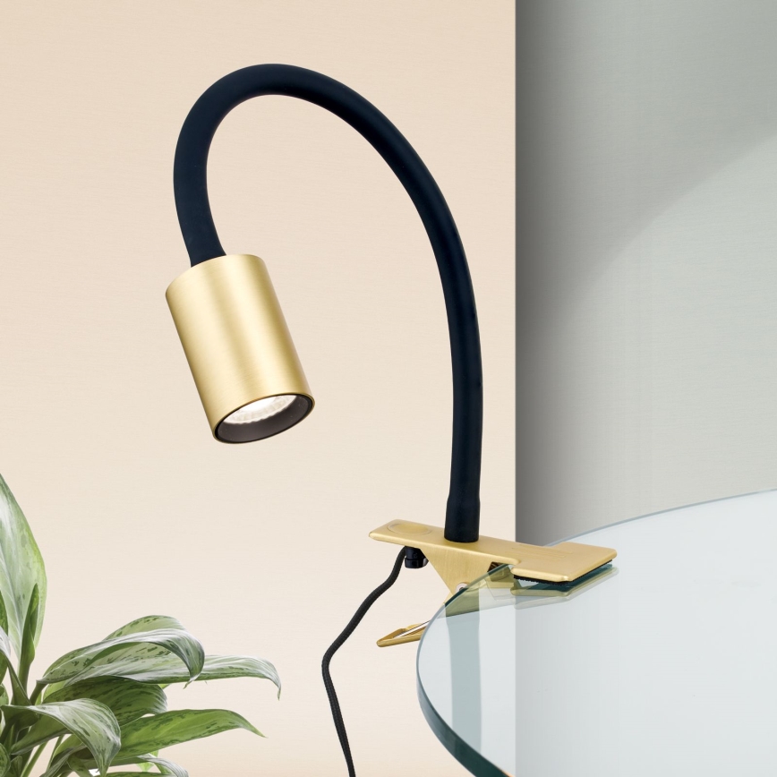 LED Elastyczna Lampa stołowa z klipsem KURT LED/5W/230V złoty