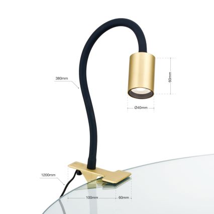 LED Elastyczna Lampa stołowa z klipsem KURT LED/5W/230V złoty