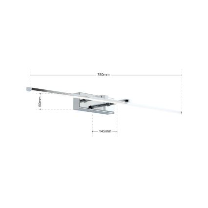 LED Kinkiet galeryjka PUBLIO LED/15W/230V 75 cm chrom błyszczący