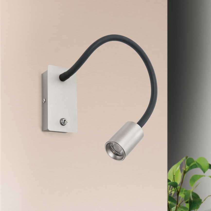 LED Elastyczna naścienna lampka KURT LED/5W/230V srebrny
