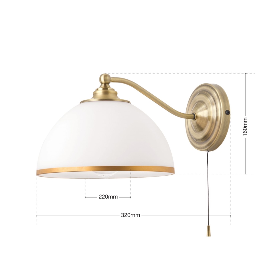 Kinkiet OLD LAMP 1xE27/40W/230V biały/mosiądz