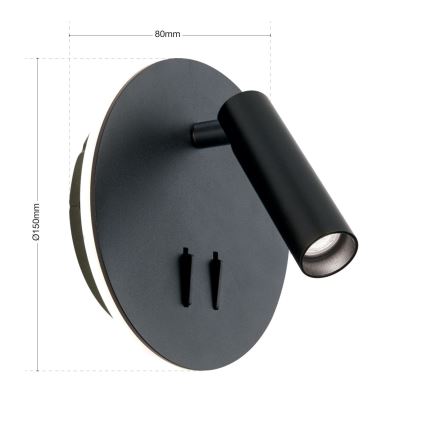 LED Kinkiet punktowy LENNY LED/6W/230V + LED/3W czarny