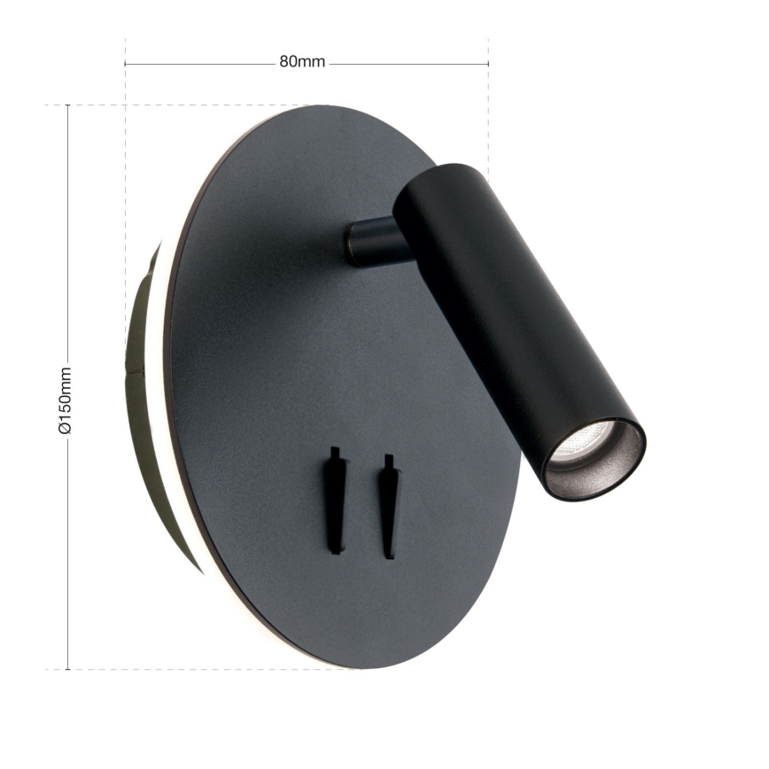 LED Kinkiet punktowy LENNY LED/6W/230V + LED/3W czarny