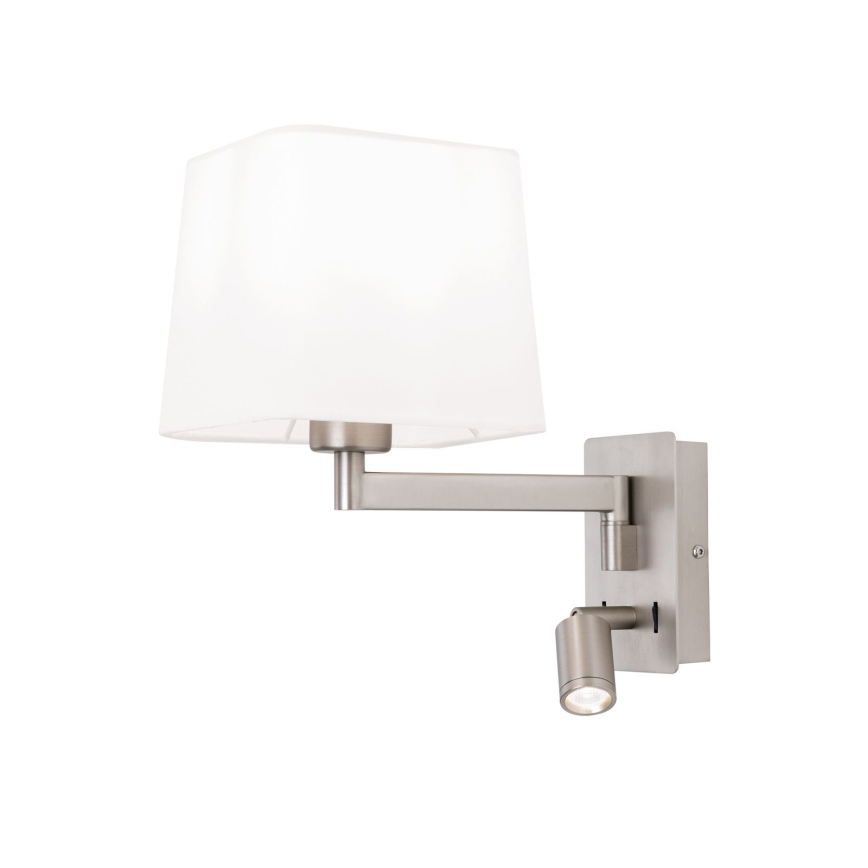 LED Kinkiet CARLTON 1xE27/40W/230V + LED/3W biały/matowy chrom
