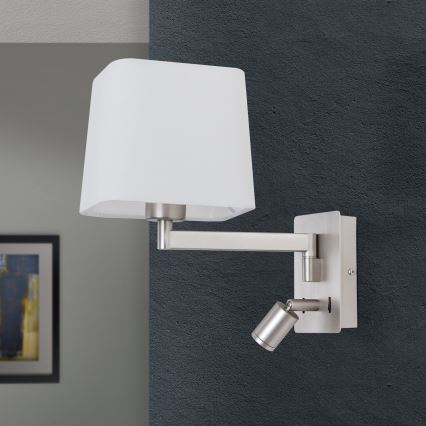 LED Kinkiet CARLTON 1xE27/40W/230V + LED/3W biały/matowy chrom