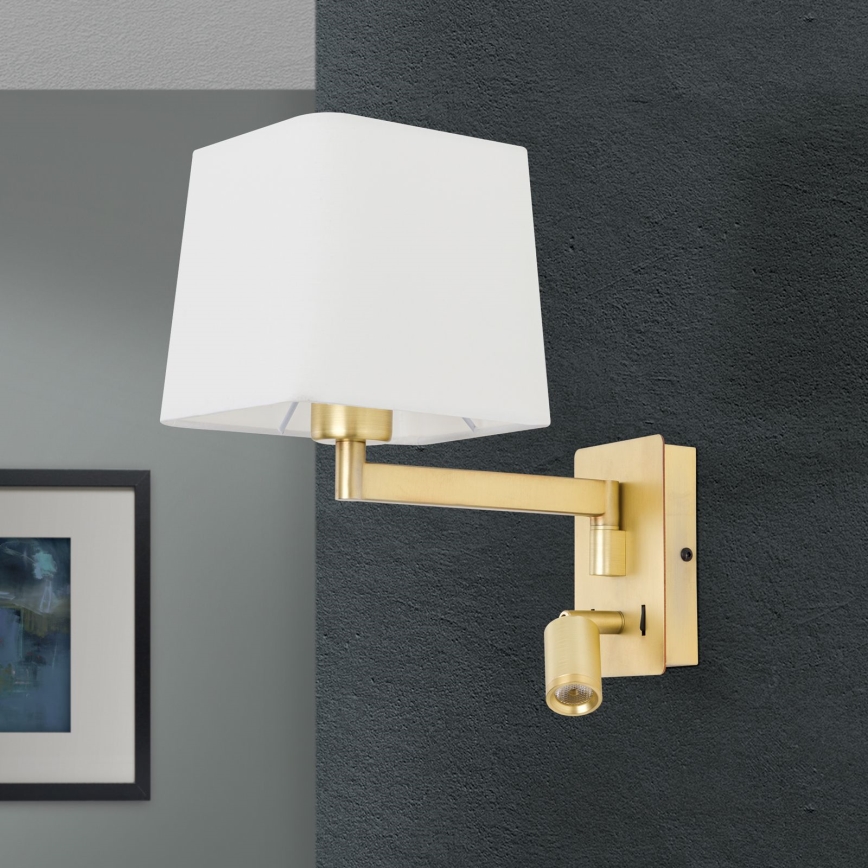 LED Kinkiet CARLTON 1xE27/40W/230V + LED/3W biały/złoty