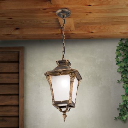 Zewnętrzna lampa wisząca AIKO 1xE27/60W/230V IP23 brąz/patina