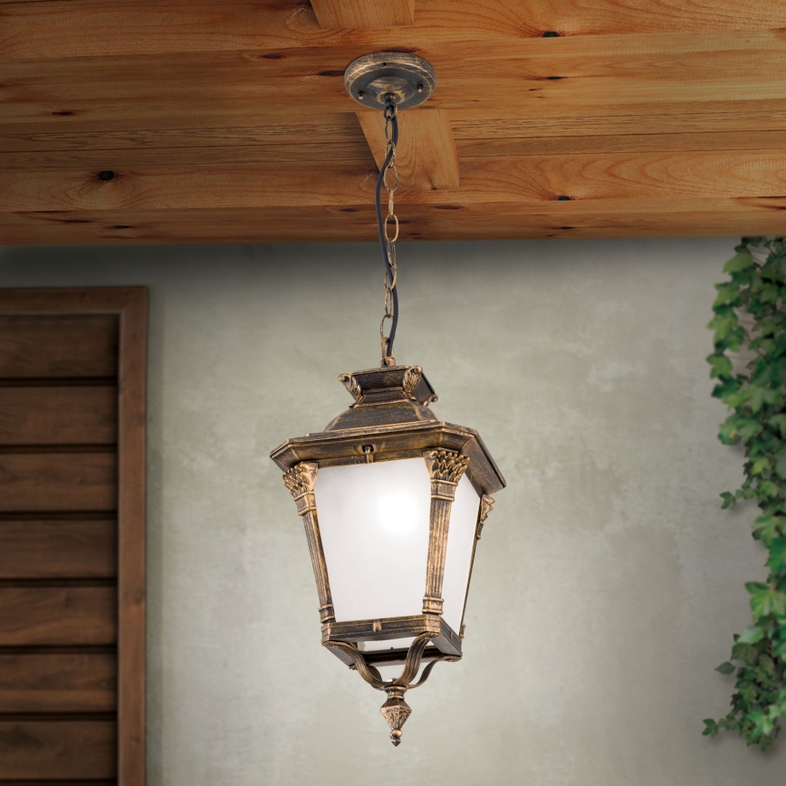 Zewnętrzna lampa wisząca AIKO 1xE27/60W/230V IP23 brąz/patina