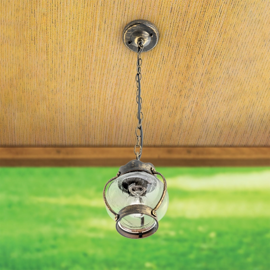 Zewnętrzna lampa wisząca TAVERNA 1xE27/60W/230V IP23 brąz/patyna