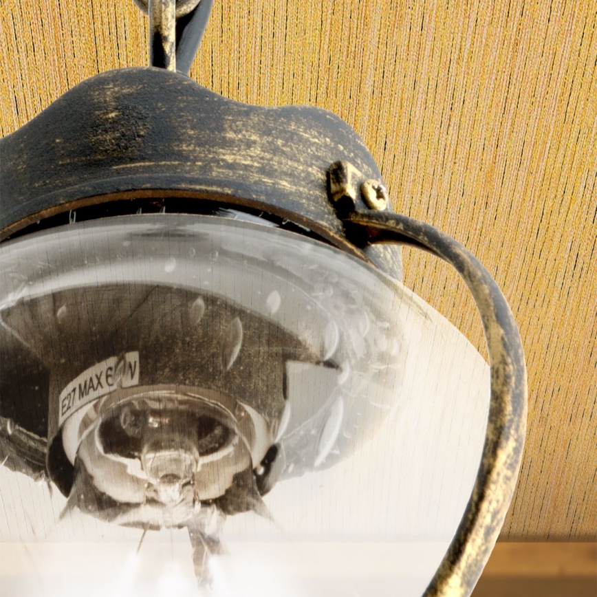 Zewnętrzna lampa wisząca TAVERNA 1xE27/60W/230V IP23 brąz/patyna