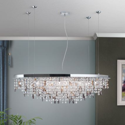 Żyrandol kryształowy na lince CRYSTALRIVER 21xG9/40W/230V chrom błyszczący